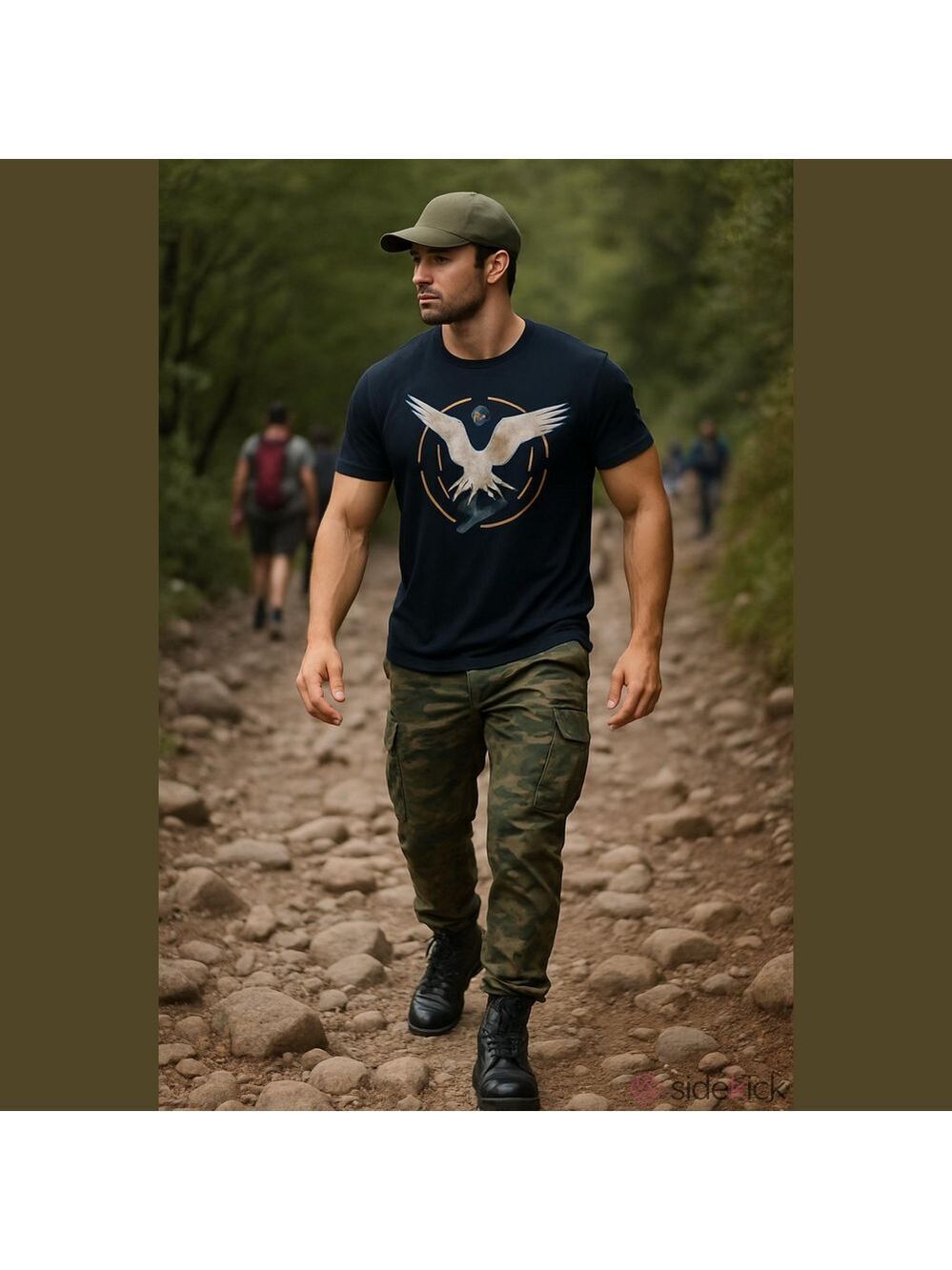 Vintage 90s T-shirt Coastal Army eagle black cotton utility gorpcore activewear